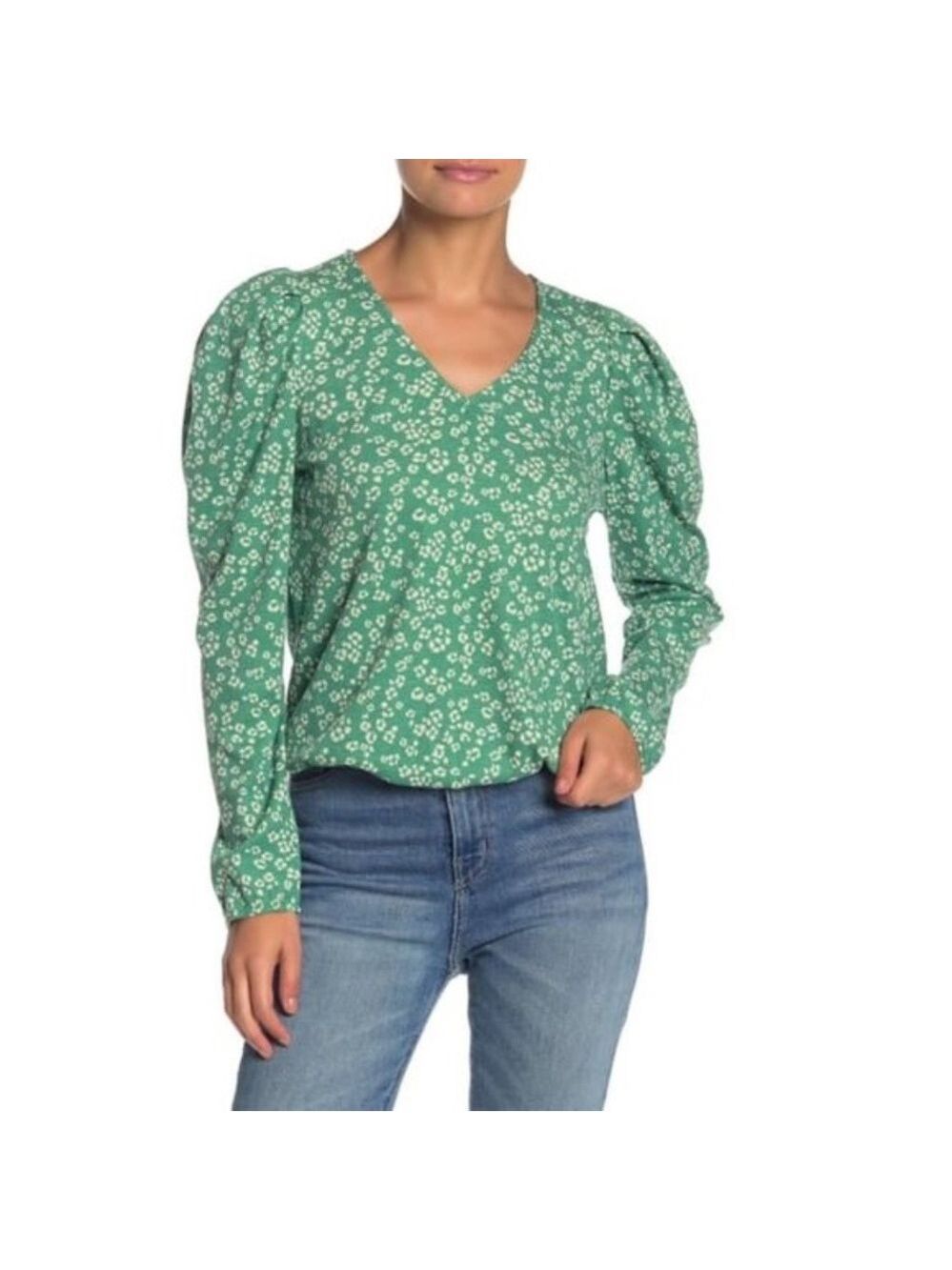 GOOD LUCK GEM Floral V-Neck Thermal Top